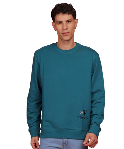 Men’s Premium Pure Cotton French Terry Sweatshirt Teal Blue