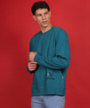 Men’s Premium Pure Cotton French Terry Sweatshirt Teal Blue - Image 2