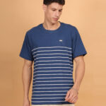 Men’s Premium Navy Blue & White Striped Cotton T-Shirt