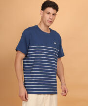 Men’s Premium Navy Blue & White Striped Cotton T-Shirt - Image 4