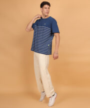 Men’s Premium Navy Blue & White Striped Cotton T-Shirt - Image 6