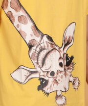 Men’s premium Cotton T-shirt yellow with lively Funny Giraffe graphic print - Image 3