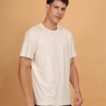 Men's Premium Pure Cotton Plain Round Neck  Off White T-Shirt