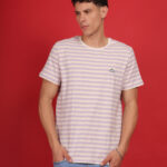 Mens Premium Pure Cotton Classic Striped Round Neck T-Shirt