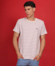 Mens Premium Pure Cotton Classic Striped Round Neck T-Shirt