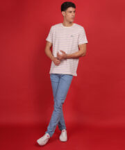 Mens Premium Pure Cotton Classic Striped Round Neck T-Shirt - Image 2