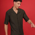 Men’s Knitted Premium Jacquard Cotton Henna Green Shirt