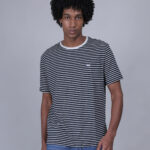 Men's Premium Pure Cotton Striped  White Round Neck T-Shirt