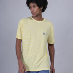 Men’s Premium Yellow & White Striped Round-Neck Cotton T-Shirt
