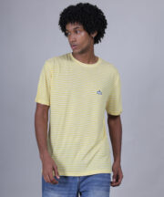 Men’s Premium Yellow & White Striped Round-Neck Cotton T-Shirt