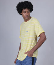 Men’s Premium Yellow & White Striped Round-Neck Cotton T-Shirt - Image 4