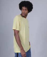 Men’s Premium Yellow & White Striped Round-Neck Cotton T-Shirt - Image 6