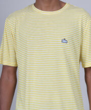 Men’s Premium Yellow & White Striped Round-Neck Cotton T-Shirt - Image 3