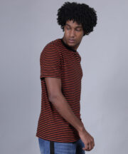 Men's Premium Pure Cotton Sleek Black & Orange Striped Round Neck T-Shirt - Image 4