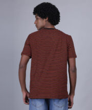 Men's Premium Pure Cotton Sleek Black & Orange Striped Round Neck T-Shirt - Image 7