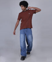 Men's Premium Pure Cotton Sleek Black & Orange Striped Round Neck T-Shirt - Image 6