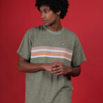 Men’s Premium Pure Cotton Round-Neck Striped T-Shirt – Olive Green