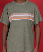 Men’s Premium Pure Cotton Round-Neck Striped T-Shirt – Olive Green - Image 2