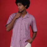 Rose Pink Knitted Premium Jacquard Cotton Shirt – Contemporary Comfort, Elegant Finish