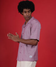 Rose Pink Knitted Premium Jacquard Cotton Shirt – Contemporary Comfort, Elegant Finish - Image 3