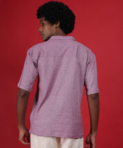 Rose Pink Knitted Premium Jacquard Cotton Shirt – Contemporary Comfort, Elegant Finish - Image 5