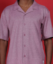 Rose Pink Knitted Premium Jacquard Cotton Shirt – Contemporary Comfort, Elegant Finish - Image 6
