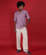 Rose Pink Knitted Premium Jacquard Cotton Shirt – Contemporary Comfort, Elegant Finish - Image 7