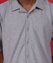 Grey Knitted Premium Cotton Shirt – Effortless Comfort, Timeless Style - Image 2