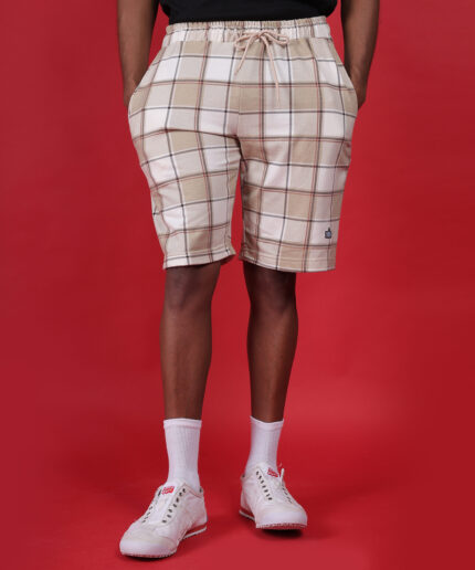 “Plaid & Proud: The Beige Checkmate Shorts” for  Todays Men