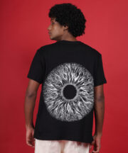 Men’s Aesthetic Black Pure Cotton T-Shirt with Artistic psychic Vibe- Back Print - Image 3