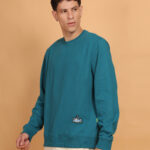 Men’s Premium Pure Cotton French Terry Teal Blue Sweatshirt with SV Bear and bird