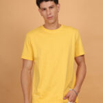 Men’s Premium Pure Cotton Plain Round Neck Yellow T-Shirt