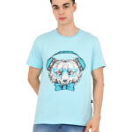 Cool Bear with Headphone Pure Cotton Blue Round Neck T Shirt for Men (Copy)