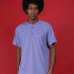 Men's plain Henley Neck Premium Pure Cotton T-shirt In Purple