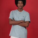 Men's plain Henley Neck Premium Pure Cotton T-shirt Pale Mint